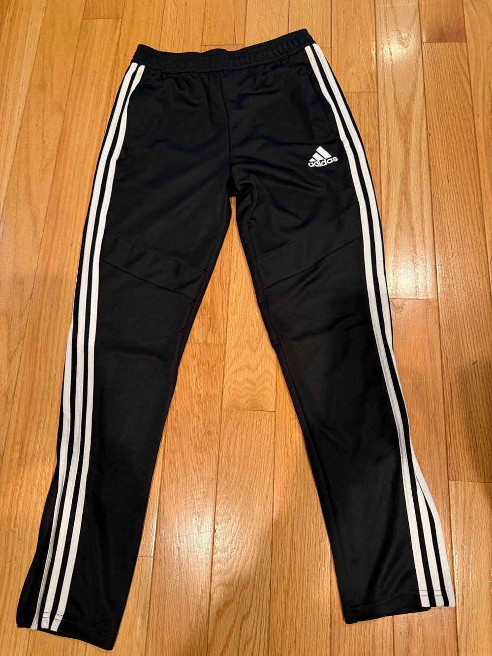adidas Black Jogger Pants with White Side Stripes and Logo